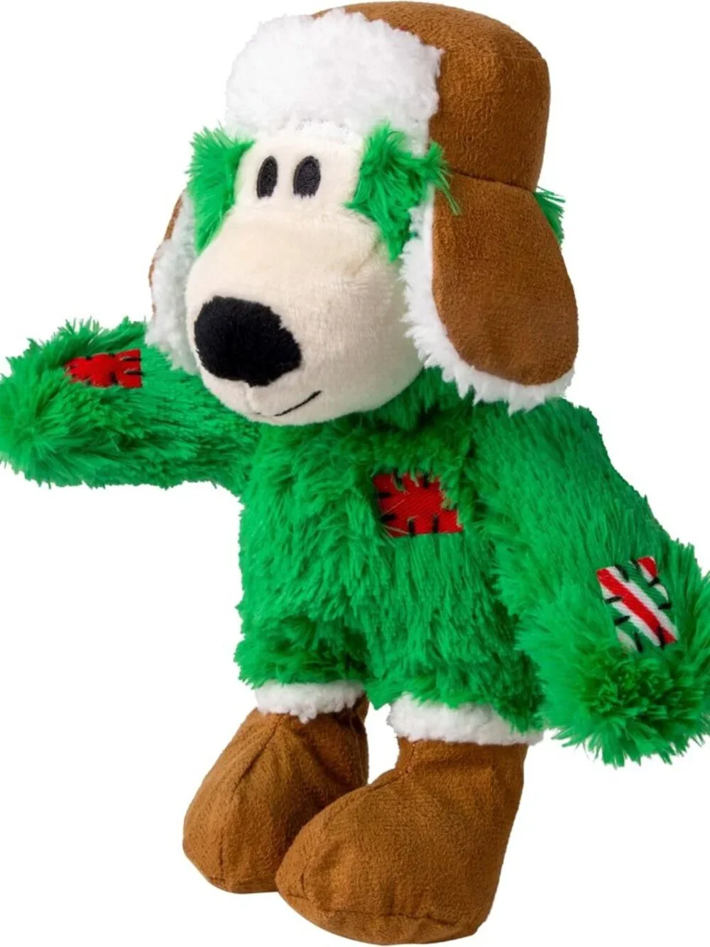 KONG Holiday Wild Knots Bear Dog Toy Medium/Large Christmas Squeaky Plush Rope